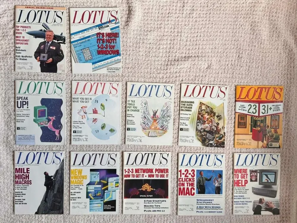 Vintage Lotus Computer Magazine Lot 1991 Full Year Windows IT Tech 1-2-3 Softwar